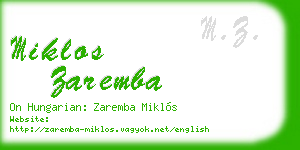 miklos zaremba business card
